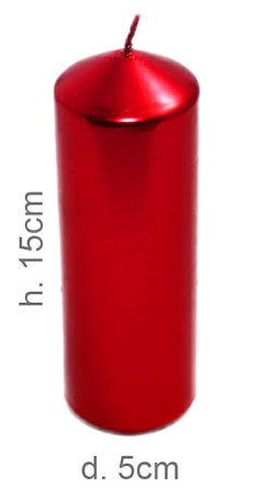 CANDELA CERO LISCIA PILLAR CM.D.5xH.15 ROSSA METALLIZZATA 4538 SWEEPING