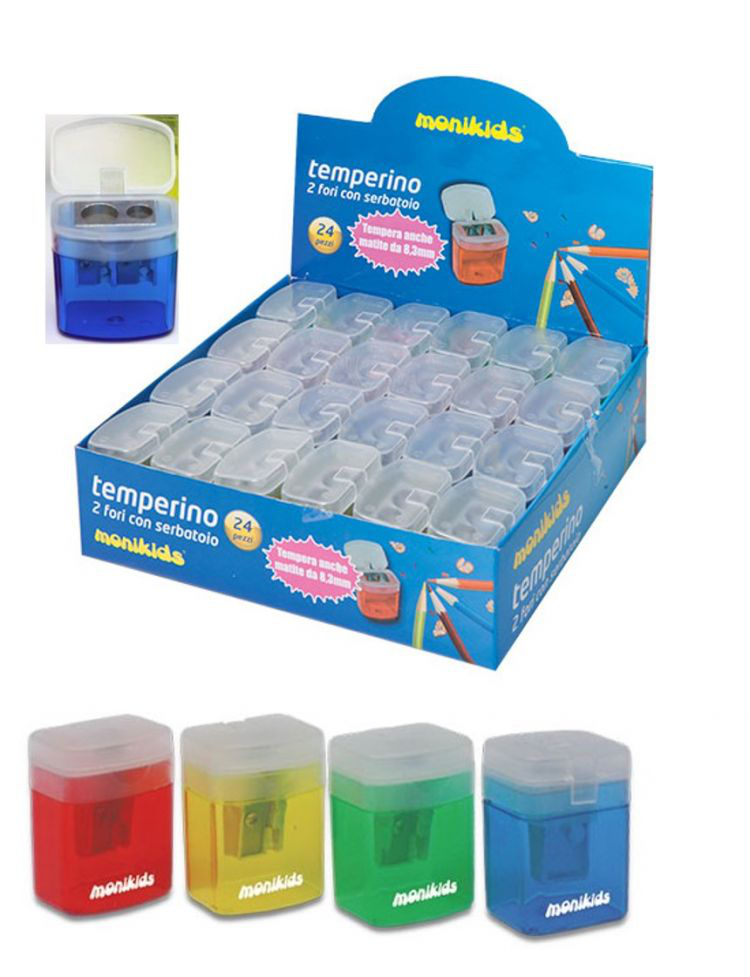 TEMPERINO CONTENITORE 2 FORI IN PLASTICA CON TAPPO NIKOFFICE PEZZI 24