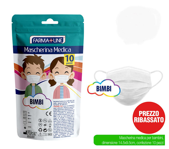 MASCHERINA MEDICA MONOUSO BIMBI CONF.10PZ. FARMALINE