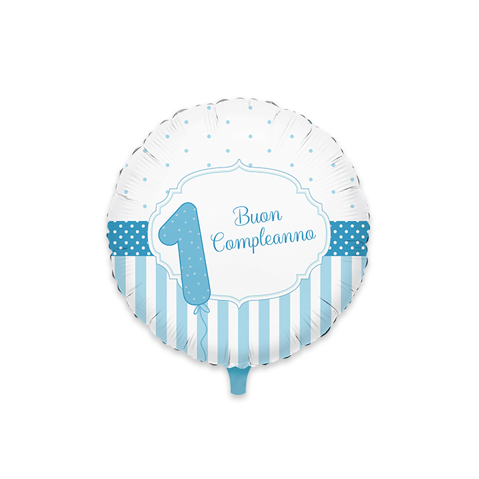 PRIMO COMPLEANNO CELESTE PALLONCINO MYLAR CM.45 TONDO