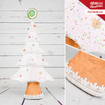 ALBERO DI NATALE CON BASE CM.31x14x58 CANDY GLITTERATO BIANCO IDEA'S