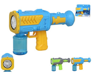 BOLLE DI SAPONE PISTOLA SPARA MITRAGLIA CON LUCE CM.26x17 GERIMPORT
