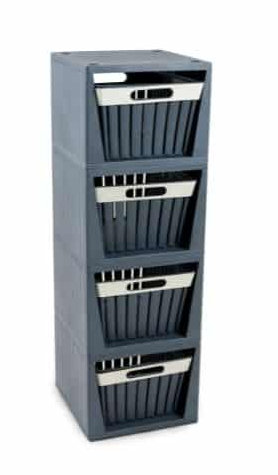 CASSETTIERA IN PLASTICA LINEA DOGA 4 CASSETTI CM.26x27xH.80 GRIGIO ANTRACITE ECO