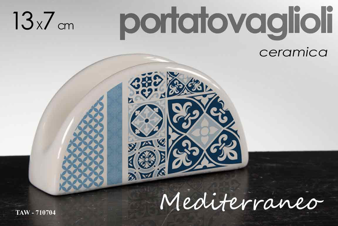 PORTATOVAGLIOLI IN CERAMICA MEDITERRANEO CM.13x7 GICOS 710704