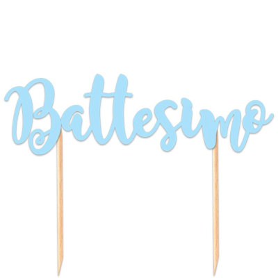BATTESIMO CELESTE CAKE TOPPER SCRITTA IN CARTONCINO CM.20x13 BIGPARTY