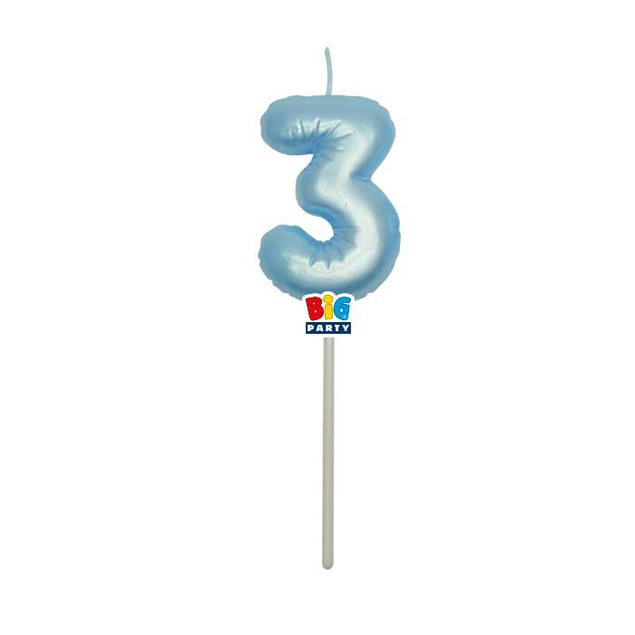 CANDELINA CERA BALLON CM.13 CELESTE PERLA N.3 BIGPARTY