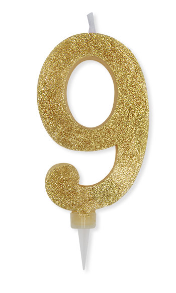 CANDELINA MAX CERA SWEETY CM.15 GLITTER ORO N. 9 BIGPARTY