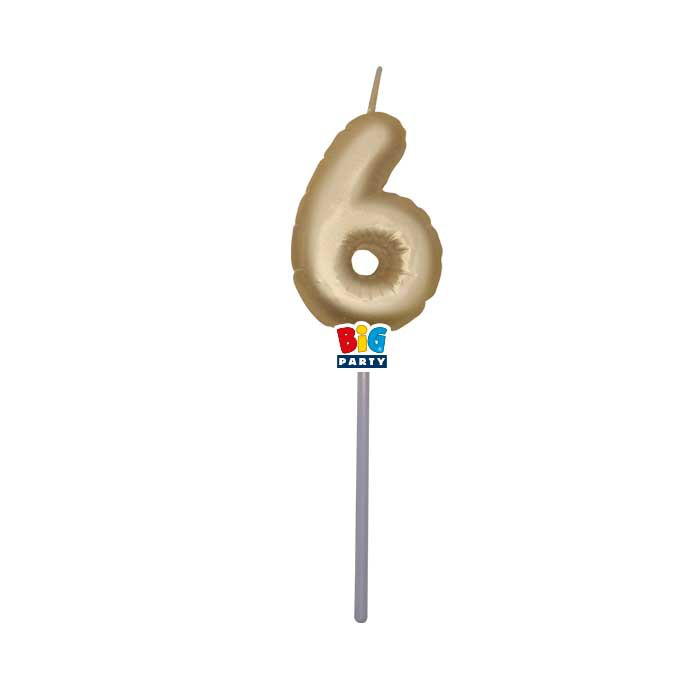 CANDELINA CERA BALLON CM.13 ORO METAL N.6 BIGPARTY