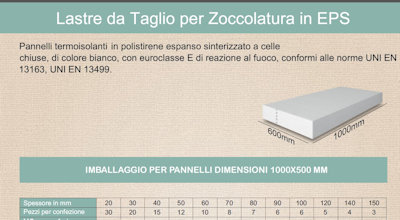 POLISTIROLO LASTRE DA TAGLIO BIANCHE CM.60x100xH.50