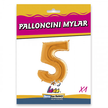 PALLONCINO MYLAR ORO NUMERO 5 CM.102 D.40