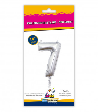PALLONCINO MYLAR  cm.36 NUMERO ARGENTO 7