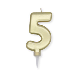CANDELINA CERA PLUMP CM.10 ORO METAL N. 5 BIGPARTY