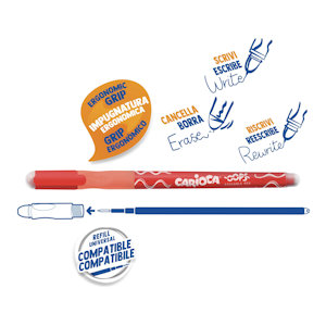 PENNA CANCELLABILE CARIOCA OOPS REFIL SOSTITUIBILE ROSSA pezzi 12