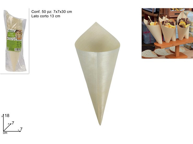 STUZZICHINI CONO CM.30x7x7 IN BUSTINA CONF.50PZ. DUESSE