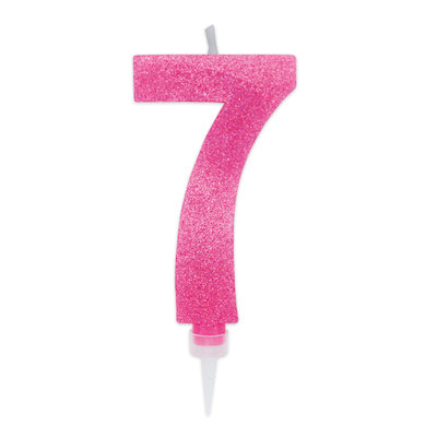 CANDELINA MAX CERA SWEETY CM.15 GLITTER FUCSIA N. 7 BIGPARTY