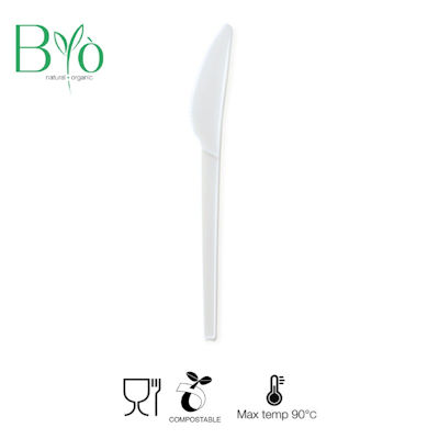 POSATE IN PLASTICA BIODEGRADABILI COLTELLO CONF. 20PZ. BIANCA GOLD PLAST