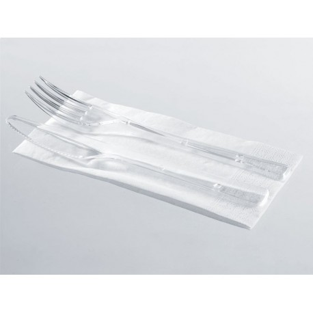 POSATE IN PLASTICA KRISTAL KIT BIS MAGNUM forchetta+coltello+tovagl. CONF.500PZ.