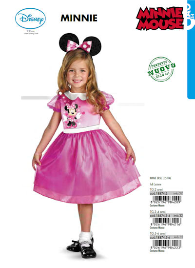 COSTUME PERSONAGGIO MINNIE BASIC TAGLIA 2/4 ANNI