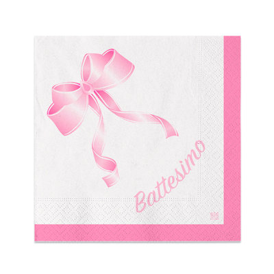 BATTESIMO ROSA DECORO FIOCCO TOVAGLIOLI CM.25x25 CONF.20PZ. BIGPARTY