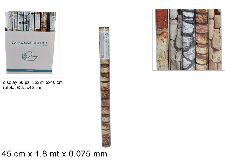 ROTOLO CARTA ADESIVA PER CASSETTI MATTONI CM.45x MT.1.80 DUESSE