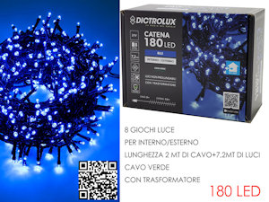 180 LED MINILUCCIOLE ESTERNO MT.7,20+6,5 CAVO BLU PROGRAMMABILE 449957 GENERAL