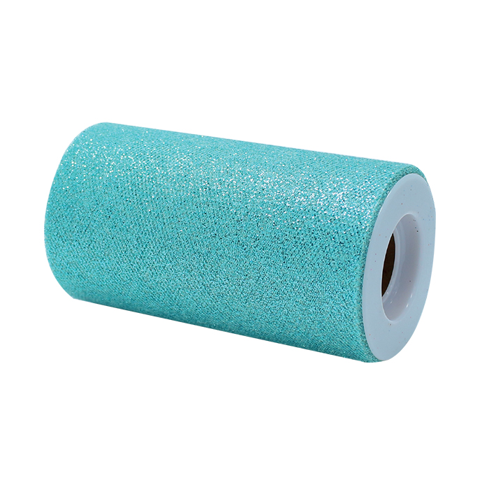 ROTOLO TULLE GLITTER H.CM.12.5 x 25MT. ACQUA MARINA