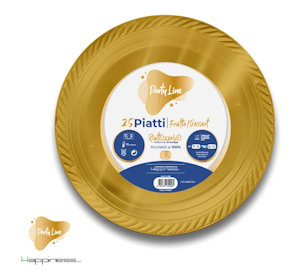 PIATTO IN PLASTICA RIUTILIZZABILE FRUTTA D.170 ORO 25PZ PARTY LINE