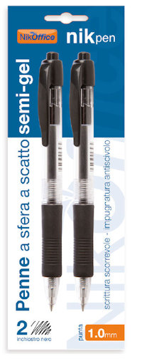 PENNA NIKOFFICE A SFERA A SCATTO NERA CONF. 2PZ. SU BLISTER CONF.