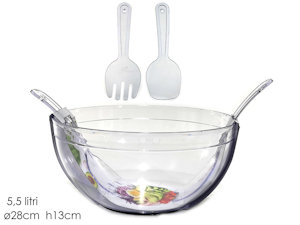 INSALATIERA IN PLASTICA CON 2 POSATE TRASPARENTE CM.D.28xH.13 615416 GENERAL