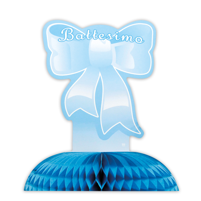 BATTESIMO CELESTE DECORO FIOCCO CENTROTAVOLA CM.28x32 BIGPARTY
