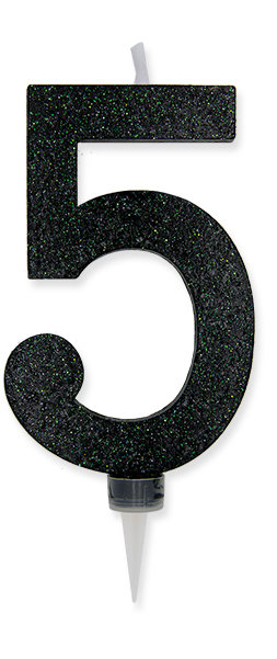 CANDELINA MAX CERA SWEETY CM.15 GLITTER NERA N. 5 BIGPARTY