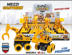 AUTO MODELLINO 1:43 IN BOX A FRIZIONE CM.15 MEZZI CANTIERE PLAYMORE PEZZI 8