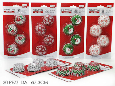 CUCINA DOLCI PIROTTINI DECORO NATALIZI CM.D.7,3 CONF.30PZ. 586965 GENERAL