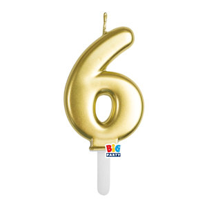 CANDELINA CERA TINY PLUMP CM.7 ORO METAL N. 6 BIGPARTY