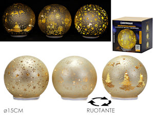 SCENARIO NATALIZIO CON LUCE IN PALLA DI VETRO RUOTANTE CM.H.20 ORO 480532 GENERA