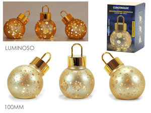 SCENARIO NATALIZIO CON LUCE IN PALLA DI VETRO GANCIO ORO CM.D.10 ORO 424758