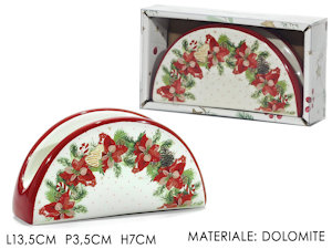 PORTATOVAGLIOLI IN CERAMICA CM.13x3xH.7 CON DECORO STELLA 471555 GENERAL