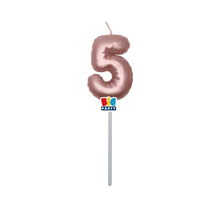 CANDELINA CERA BALLON CM.13 ROSE GOLD METAL N.5 BIGPARTY