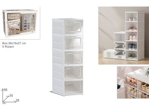 SCARPIERA IN PLASTICA RICHIUDIBILE SLAVASPAZIO 5 RIPIANI BIANCA CM.26x35xH.88 DU