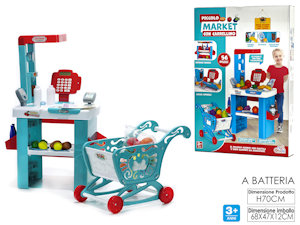 SUPERMERCATO BANCONE CASSA CON CARRELLO E ACCESSORI 122625 GENERAL