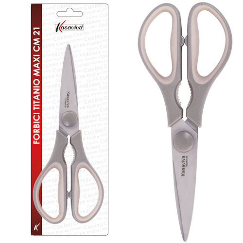 UTENSILE FORBICI MULTIUSO CM.21 MAXI COLORE TITANIO SU BLISTER KASAVIVA