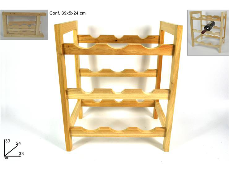 MOBILETTO PORTABOTTIGLIA 9 VANI IN LEGNO CHIARIO CM.33x24x39 DUESSE