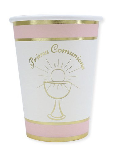 COMUNIONE CHIC ROSA BICCHIERI CC.200 CONF.8 PZ. BIGPARTY