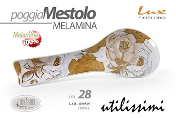 UTENSILE SOLO POGGIA MESTOLO IN MELAMINA CM.28 DECORO FIORI ORO GICOS