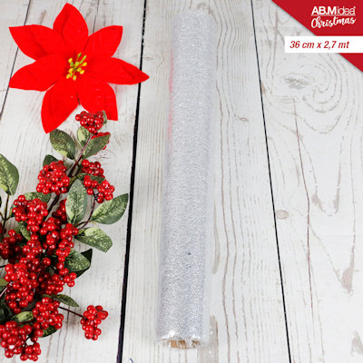 NASTRO ROTOLO DECORATIVO RETE ORGANZA CM.36x270 ARGENTO IDEA'S