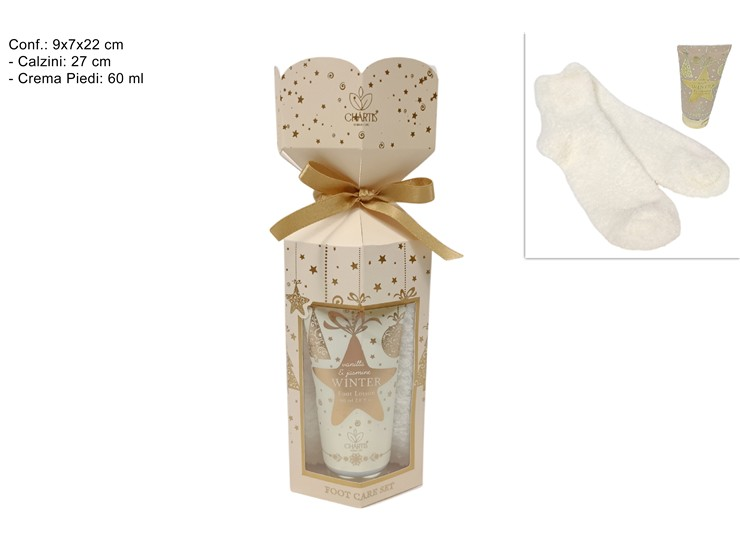 CONFEZIONE REGALO NATALIZIA LINEA CORPO CREMA PER PIEDI TUBETTO 60ML. CON CALZIN