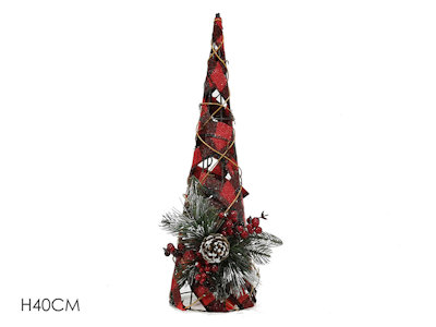 ALBERO DI NATALE CONICO RIVESTITO SCOZZESE CM.H.40 432812 GENERAL