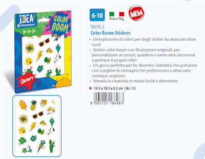 IDEA COLOR STICKERS BOOM 6-10 ANNI 18698 CLEMENTONI