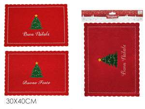 TOVAGLIETTA NATALIZIA RETTANGOLARE IN FELTRO CM.30x40 ROSSA 478012 GENERAL
