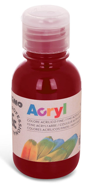 TEMPERA ACRILICA IN FLACONE DA 125ML. ROSSO BORDEAUX PRIMO